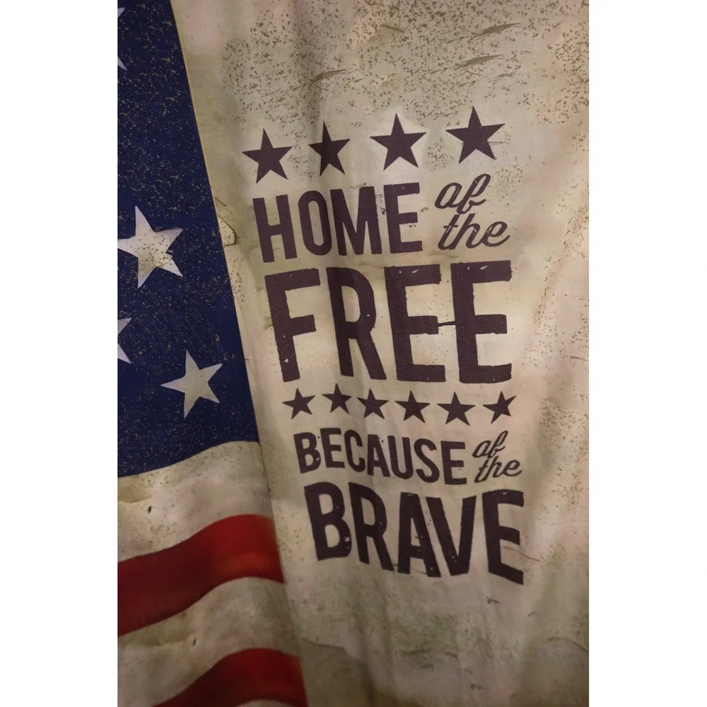 Ouku Mens 2XL American Flag Graphic Tee Home of the Free Brave T-Shirt Green